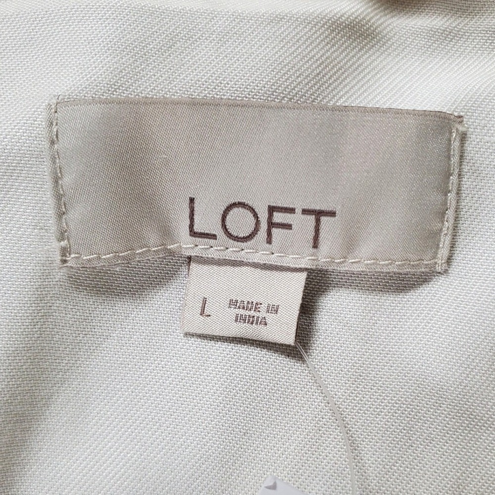 LOFT Women Ivory Utility Field Jacket NWT Size L Cream Cargo Cinched Waist Soft - Picture 8 of 10
